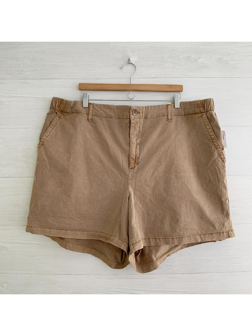 NWT Old Navy Everyday Chino Shorts Tan Distressed 3X Plus 3.5" Stretch
